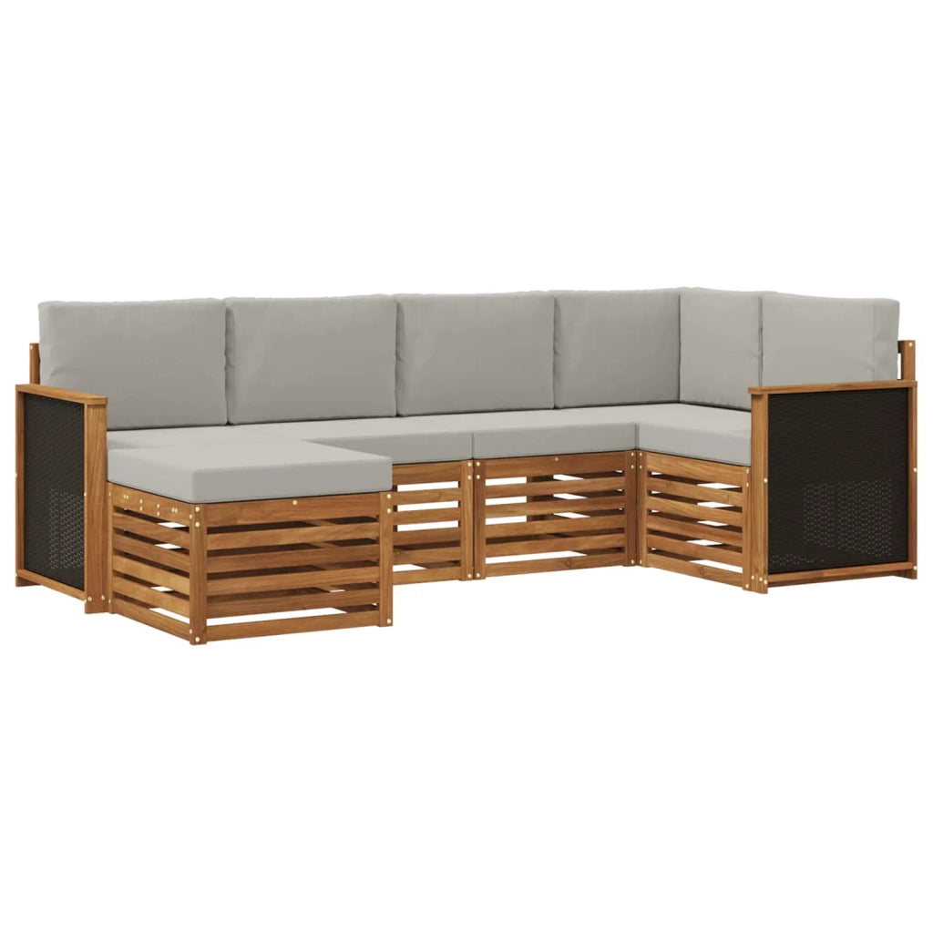 Set divano sezionale con cuscino 5 pcs Naturale e Grigio Chiaro