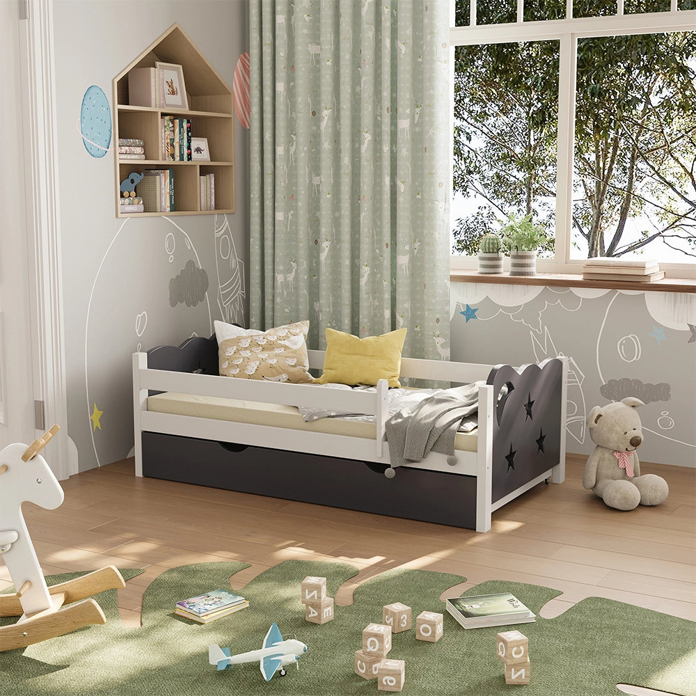 Vitalispa Letto per bambini Grigio 70x140 cm con cassetto, senza materasso