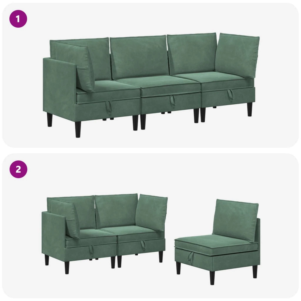 Set di mobili per il soggiorno 3 pcs Verde Mare Velluto