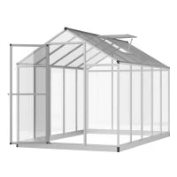 Serra da Giardino 3 x 2 m in Alluminio e Policarbonato, Area 5.5 m², con Fondazione, Finestra e Serratura, Trasparente
