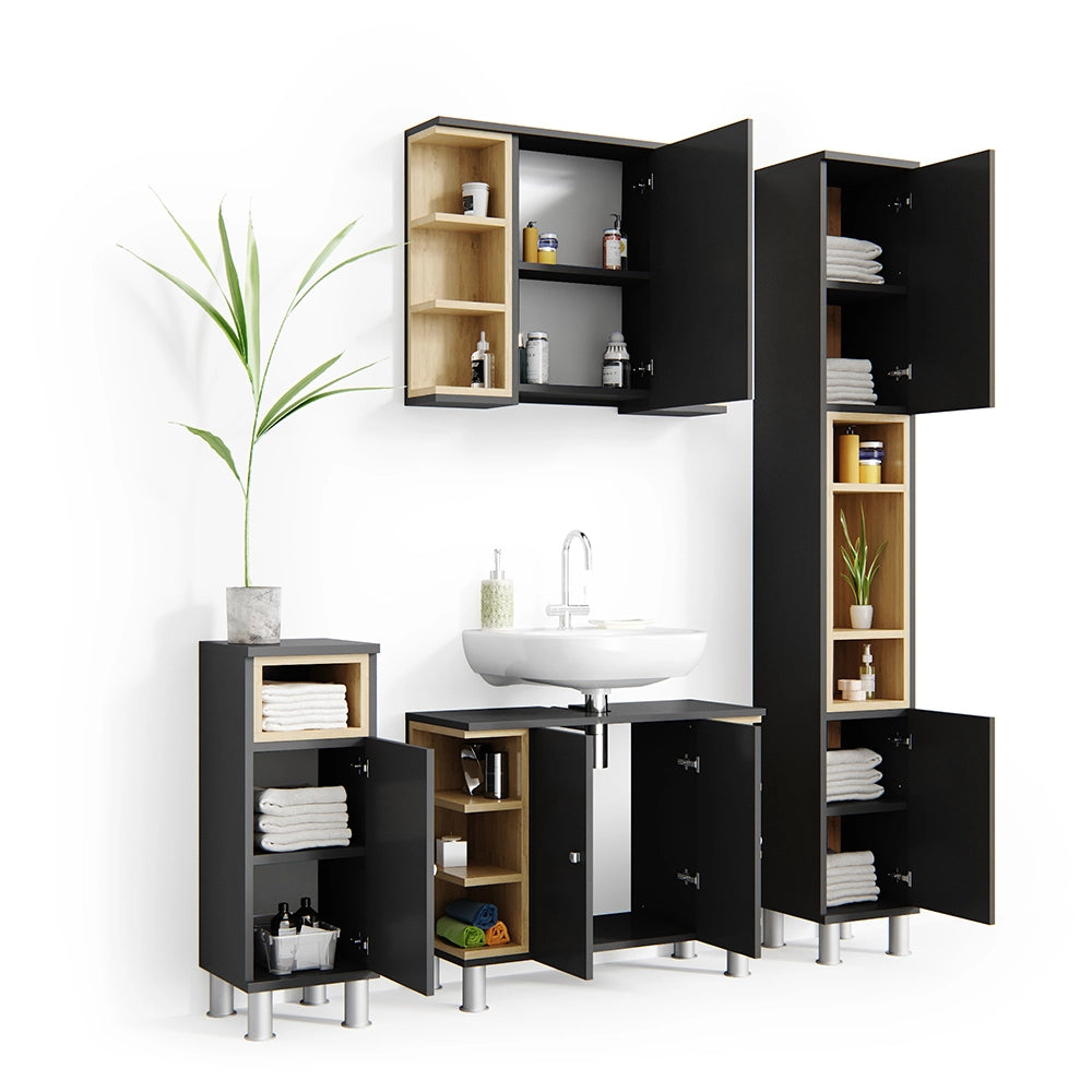 Vicco Set mobili bagno Antracite 4 parti
