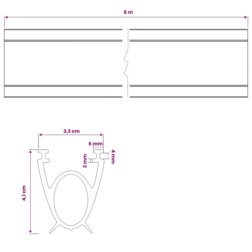 Sigillo Porta Garage Nero 41 x 33 mm 6 m PVC 42038299