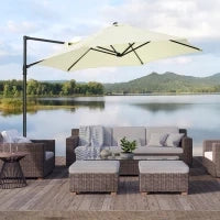Ombrellone da Giardino a Sbalzo 2.6x2.5 m con Rotazione a 360° e Manovella, Beige