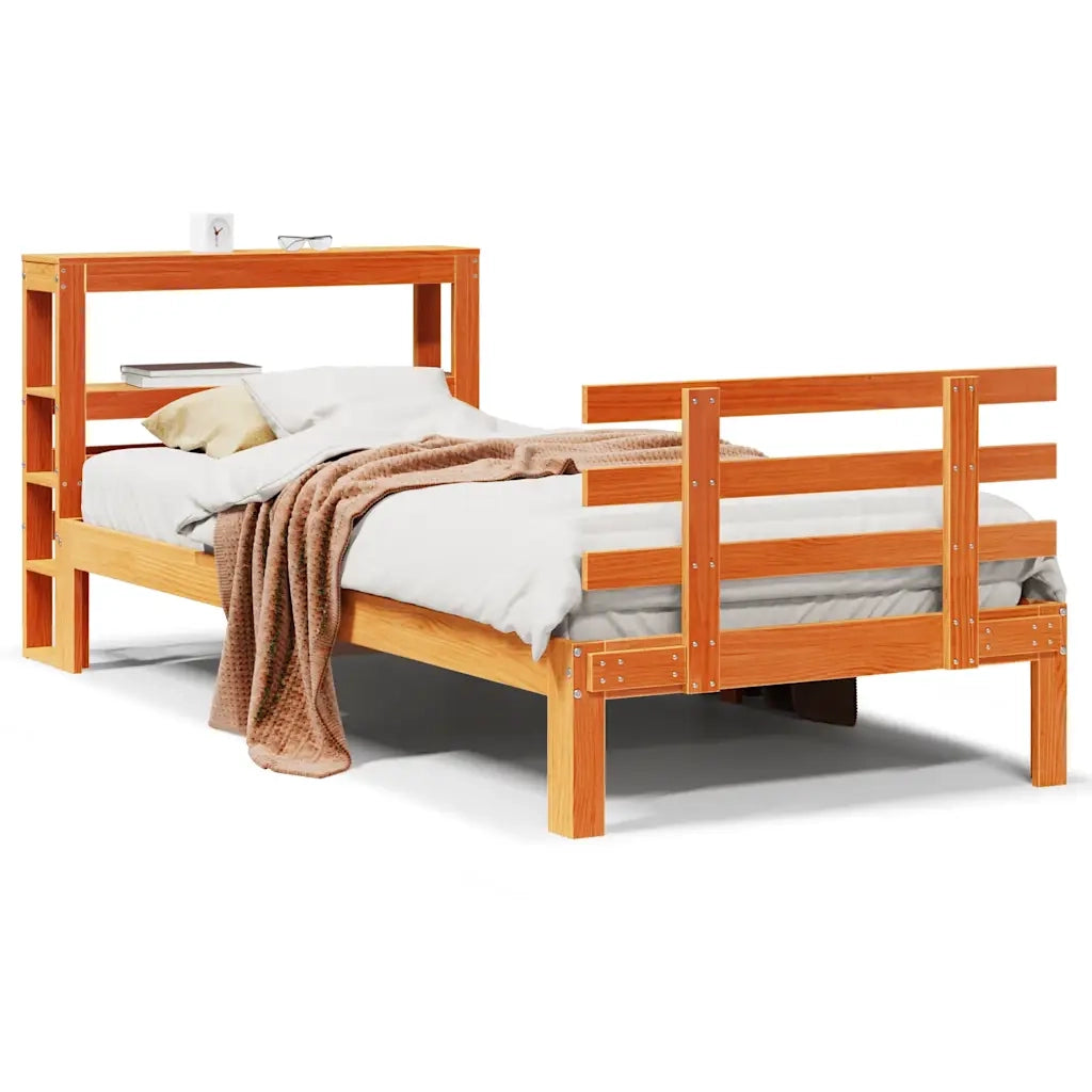 Giroletto con Testiera Marrone Cera 75x190 cm Massello Pino 3306122