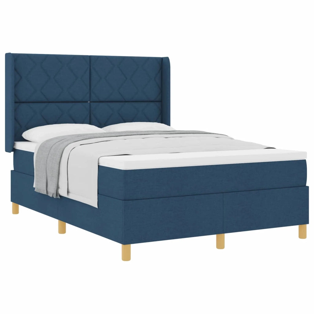 Letto a molle con testiera Blu 140 x 200 cm Tessuto 3341902