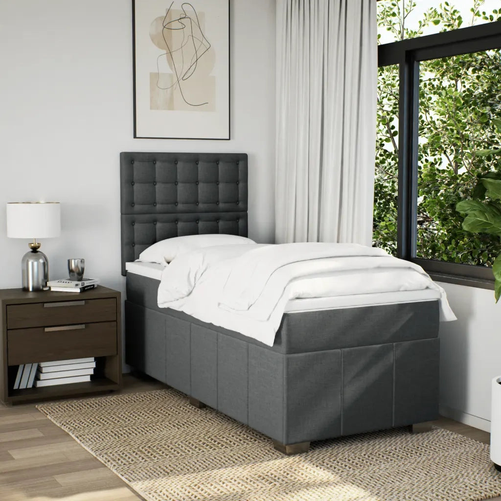 Giroletto a Molle con Materasso Grigio Scuro 80x200 cm Tessuto