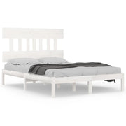 Letto matrimoniale | Letto per adulti | Giroletto Bianco in Legno Massello 120x200 cm