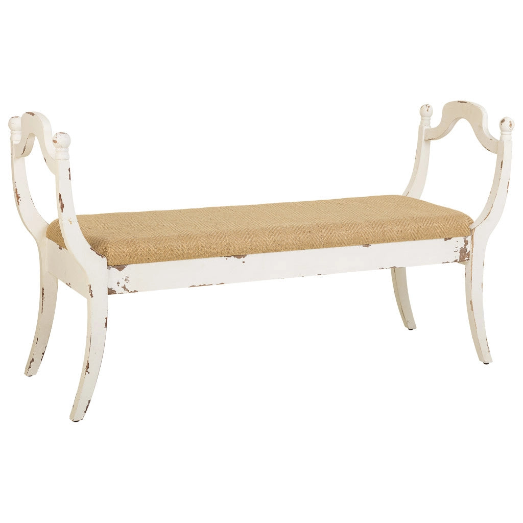 Sgabello imbottita in legno bianco 139x45,5x78h