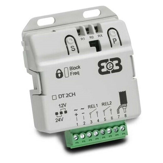 RICEVITORE 434 MHZ BOX DA INTERNO CON MORSETTIERA 2 CH B&B DT F03-BB-DT434-R2-M