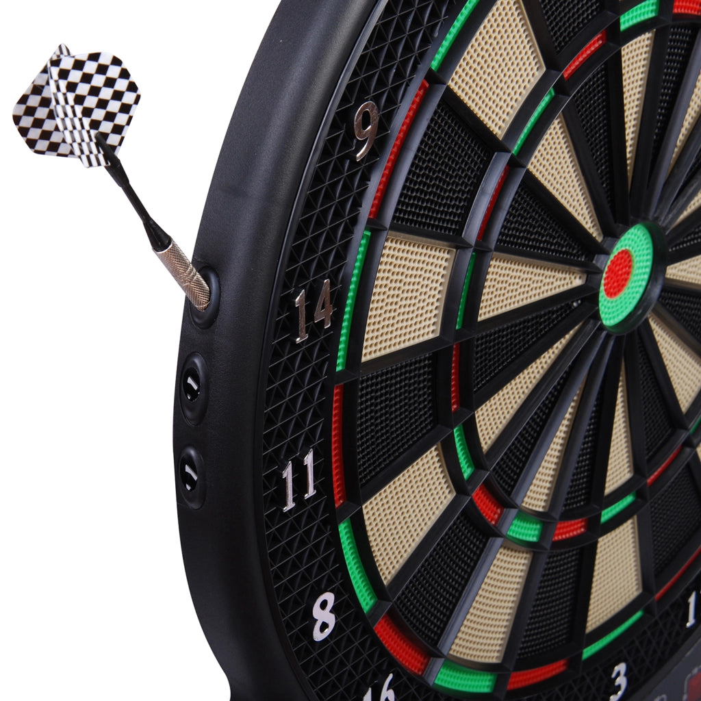 Bersaglio elettronico per freccette con 6 freccette e 24 punte, 27 giochi, 243 opzioni di punteggio, 44 x 51,5 x 3,2 cm, per divertimento e