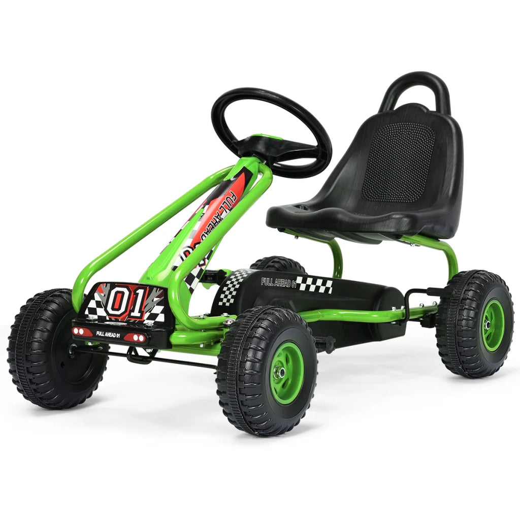 Go-kart a pedali per bambini 92 x 50 x 53 cm sedile regolabile freni a mano stile realistico PP verde 20_0012279