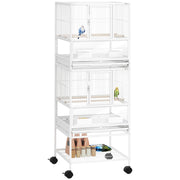 Gabbia per Uccelli 2 Livelli con Vassoio ¨C zephmum ¨C Bianco 48x46x135 cm