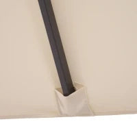 Ombrellone Doppio da Giardino 4.6x2.7 m a 12 Stecche con Prese d'Aria e Manovella, Ombrellone per Esterni in Acciaio e Poliestere, Anti UV, Beige