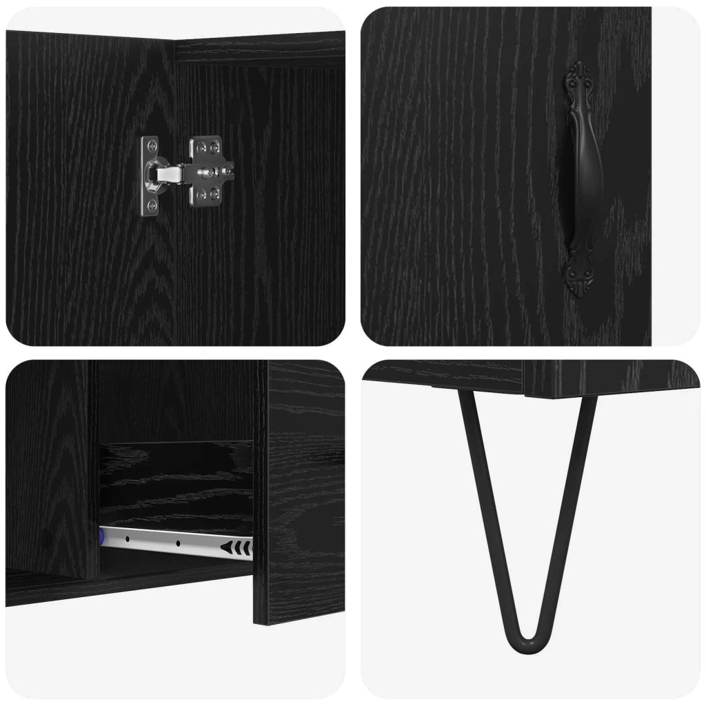 Credenza | Madia | Buffet da pranzo | Armadio da pranzo Rovere Nero 100 x 36 x 60 cm Legno multistrato