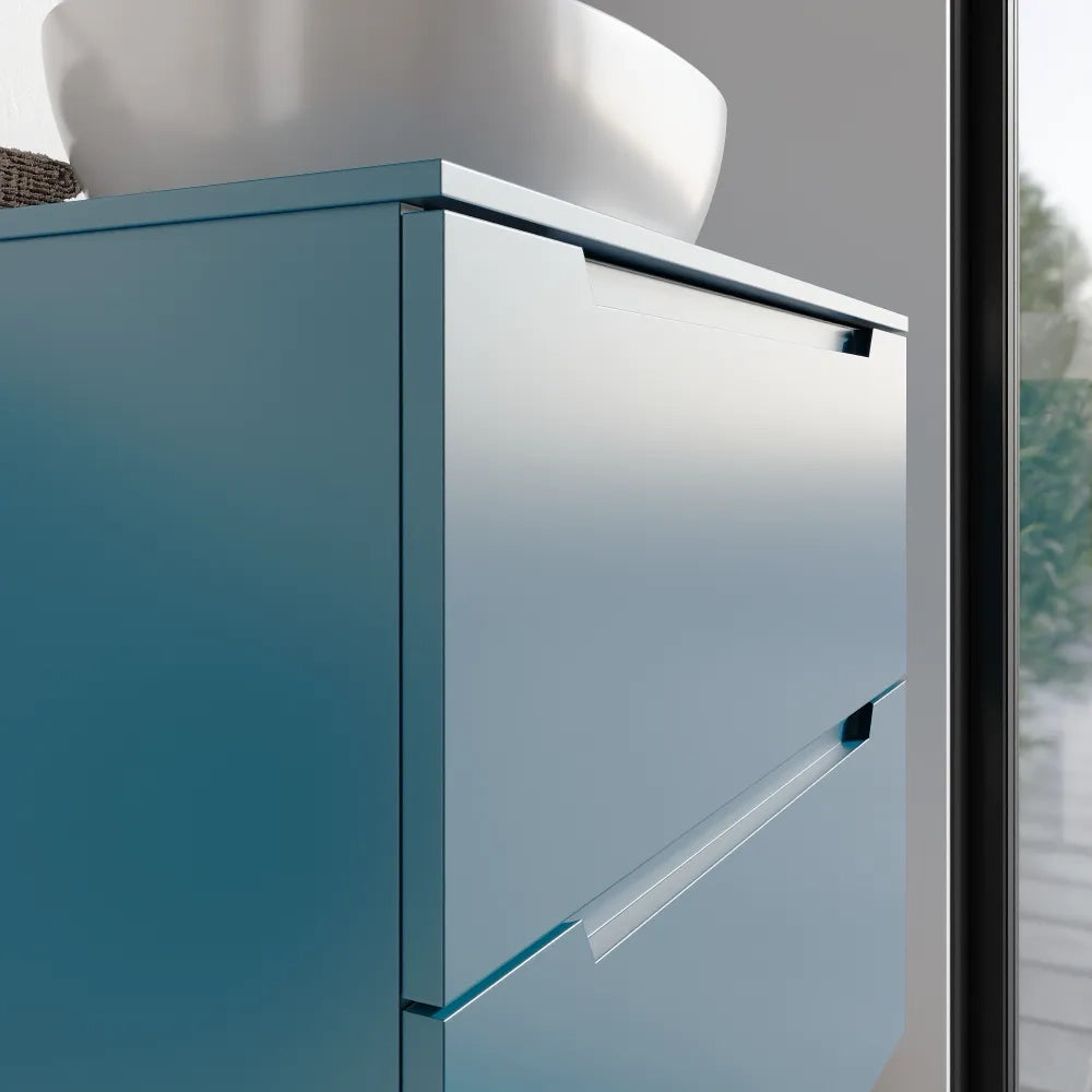 Mobile bagno sospeso 70cm dusk blue due cassetti soft-close con top | Bako