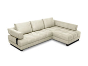 Cosmopolitan Design - Divano convertibile angolare destro con contenitore "Clinton" 5 posti in velluto beige chiaro 