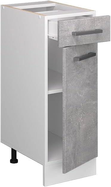 Mobile cucina sottotetto R-Line, Cemento/Bianco, 80 cm con 2 porte