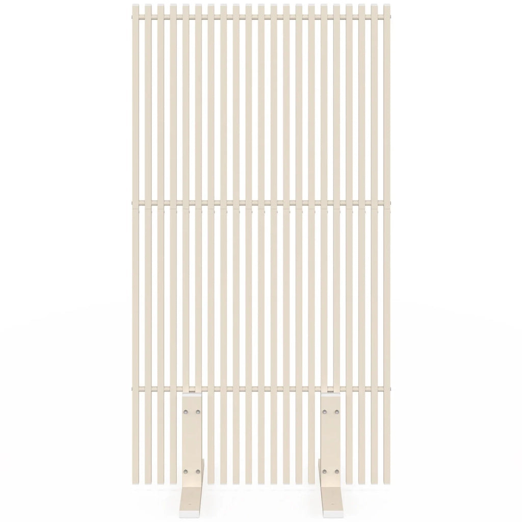 IDMarket - Schermo perforato per esterni decorativo claustra 80 x 150 cm beige lamelle verticali in metallo
