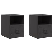 Set di 2 Comodini | Armadio da Notte | Mobiletto da notte Neri 34,5x39x44 cm in Acciaio