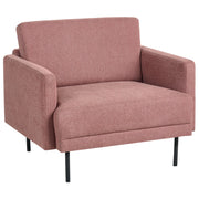 Poltrona moderna imbottita in tessuto rosa con gambe in metallo stile moderno e minimalista