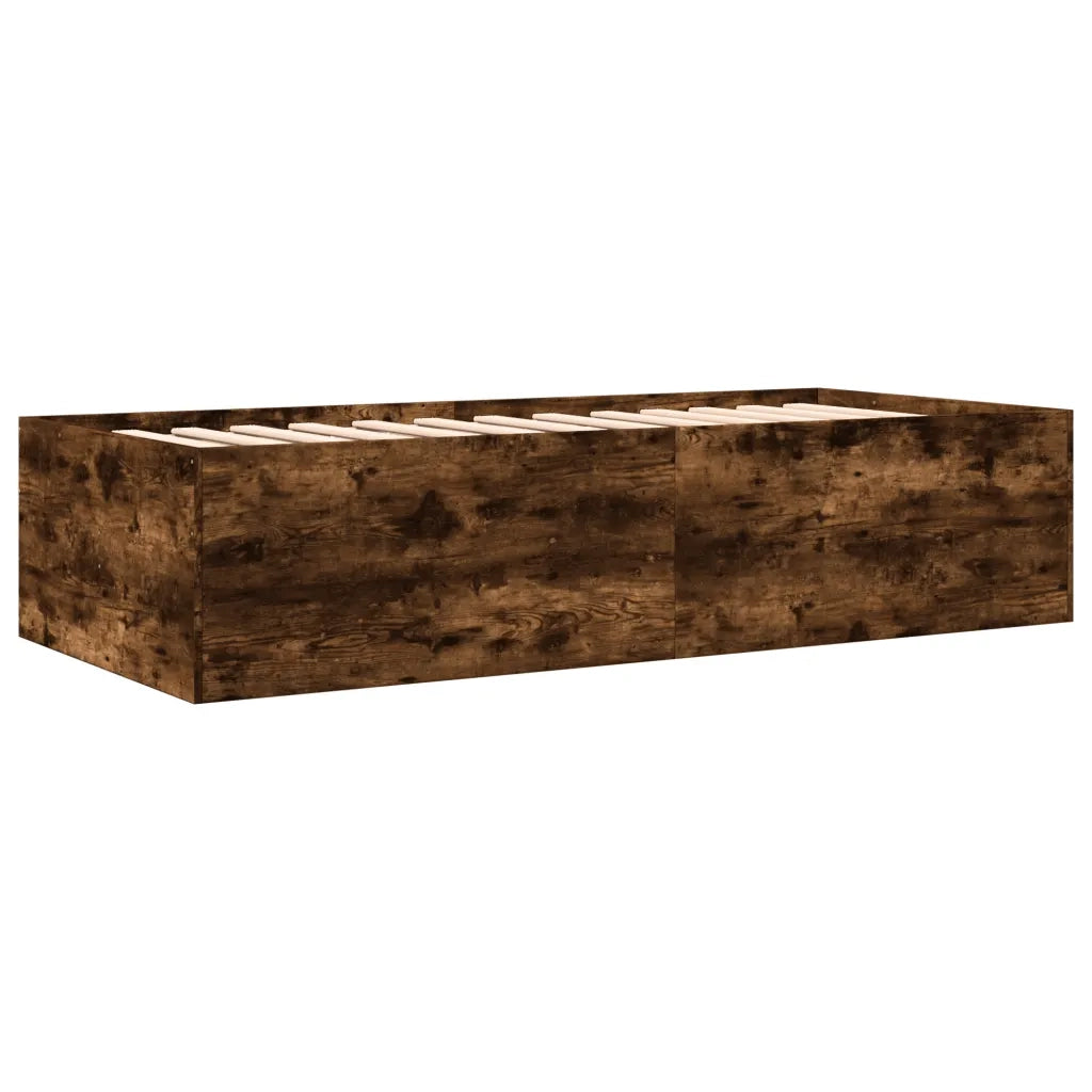Divano Letto con Cassetti senza Materasso Rovere Fumo 90x200 cm
