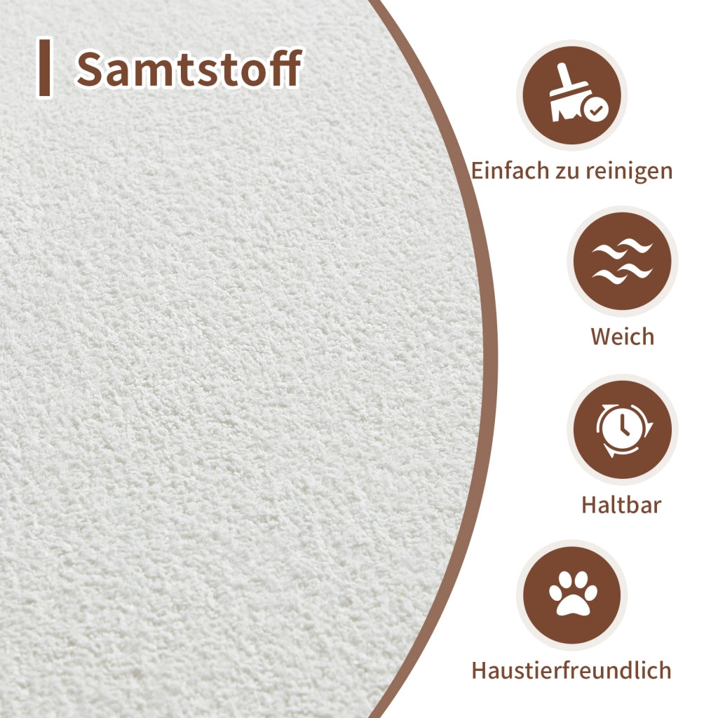Divano ad angolo modulare a 3 posti con design curvo e cuscini decorativi, in tessuto bianco per soggiorno e appartamento