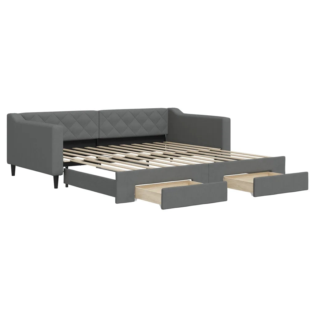 Divano letto | Sof¨¤ letto | Letto singolo Estraibile Cassetti Grigio Scuro 100x200cm Tessuto