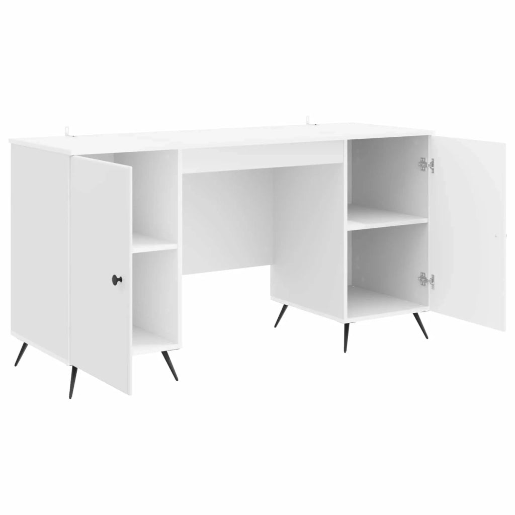 Scrivania Bianco Lucido 142,5 x 50 x 75 cm Legno ingegnerizzato