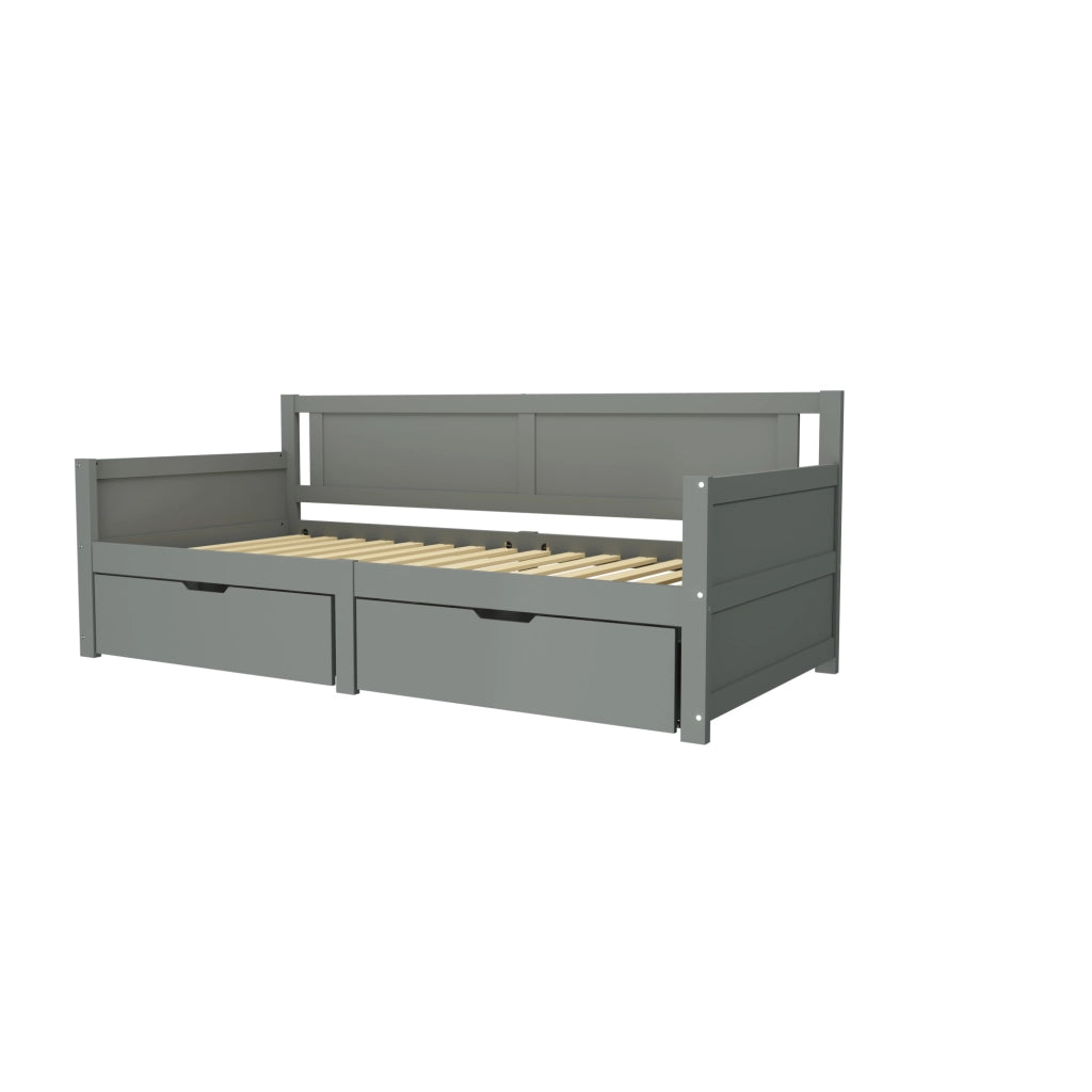 Letto Singolo con Contenitore ¨C MINIMAL ¨C Legno Massello, Grigio, 90x200