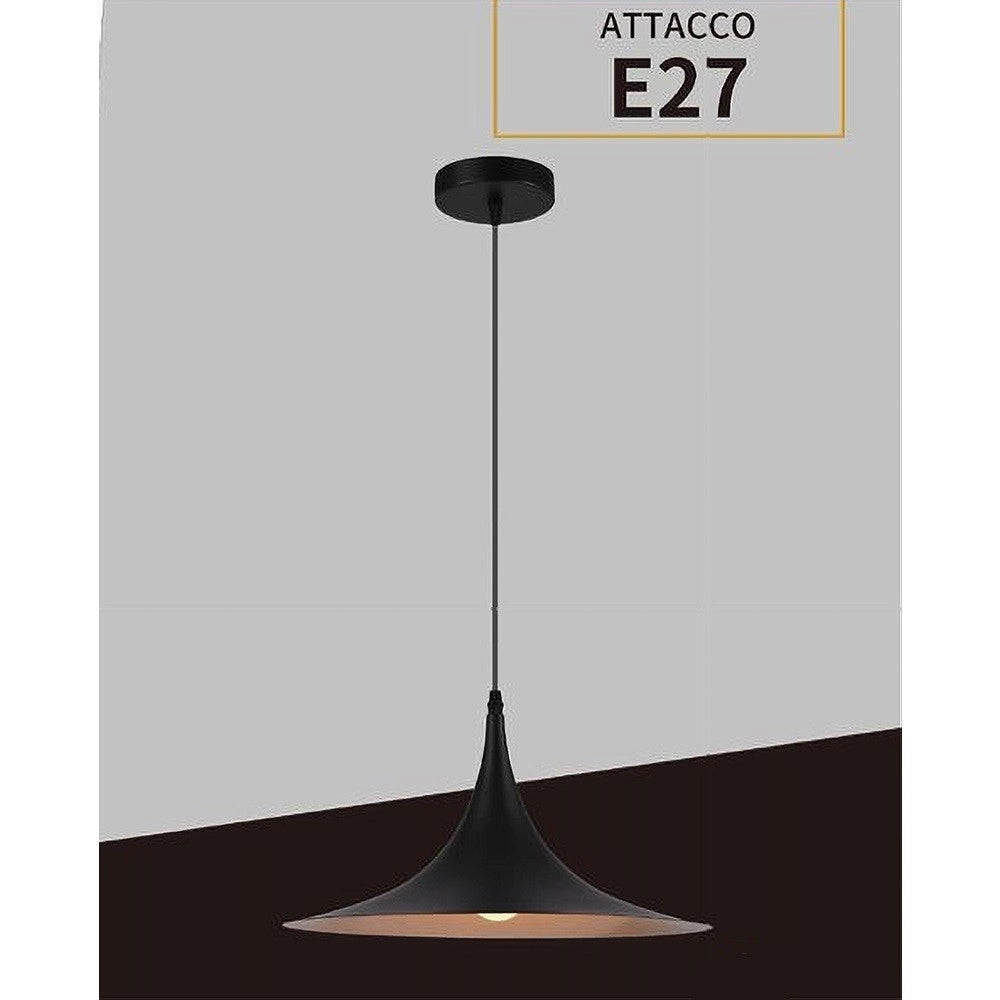 Trade Shop - Lampadario A Sospensione Stile Contemporaneo In Metallo Decorativo Luce E27 B98 - Nero