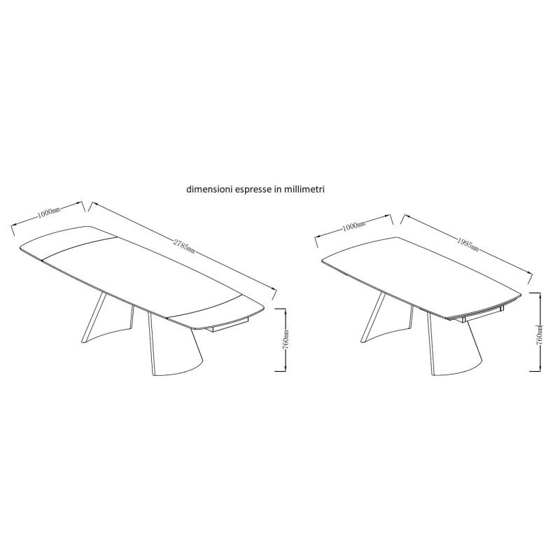 Tavolo Finlay Dimensione 200(280)*100*76 Top Marrone + Gambe Nere