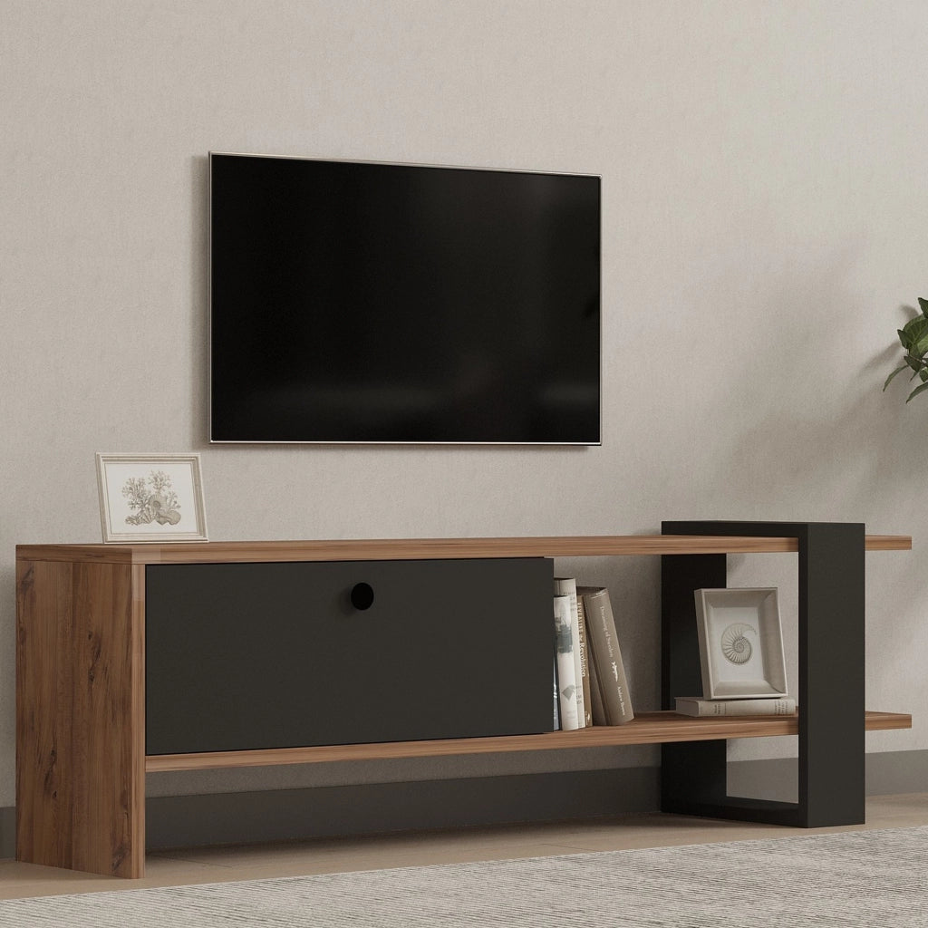 Taurasi, Mobile Porta tv Un'anta, 120x25x37h cm Nero Antracite