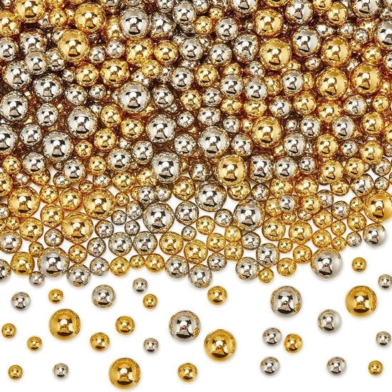 Accessori decorativi in plastica senza foro - Pacco di 1200 pezzi - Ghiaccio e argento - Per la creazione di accessori e gioielli