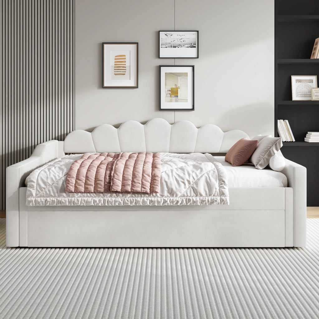 Tagesbett con funzione LED e letto estraibile in MDF impiallacciato e legno compensato 140x200 cm