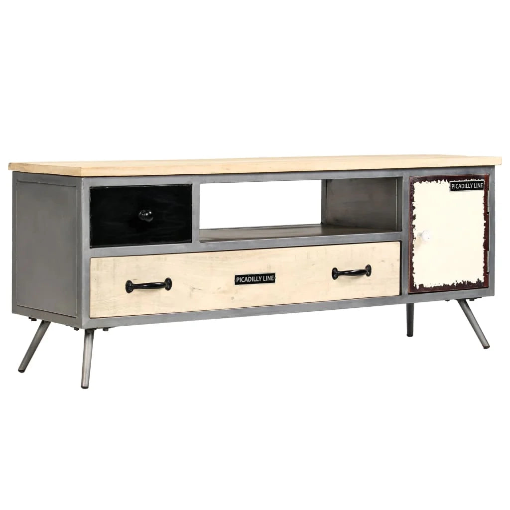 Pratico mobile porta TV/credenza di design in legno massello di mango e acciaio 120 cm 2502149