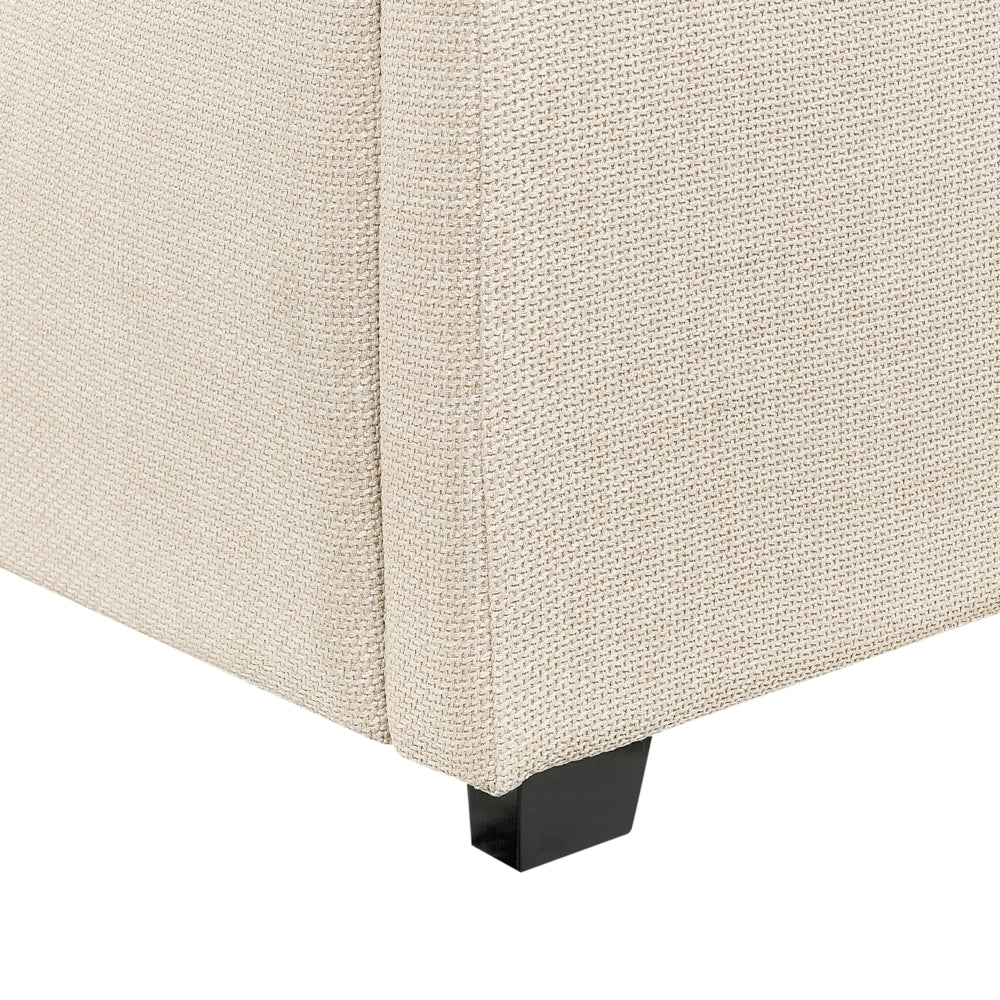 Letto matrimoniale contenitore minimalista beige 180 x 200 cm stile retrò minimalista