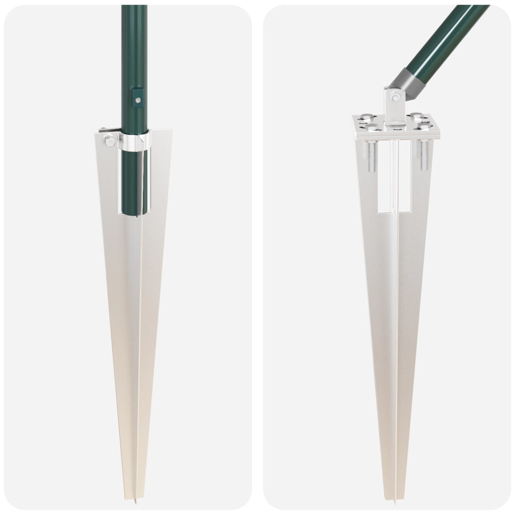 Pali di Recinzione con Punta 13 pz Ã˜32 mm 80 cm in Acciaio Zincato