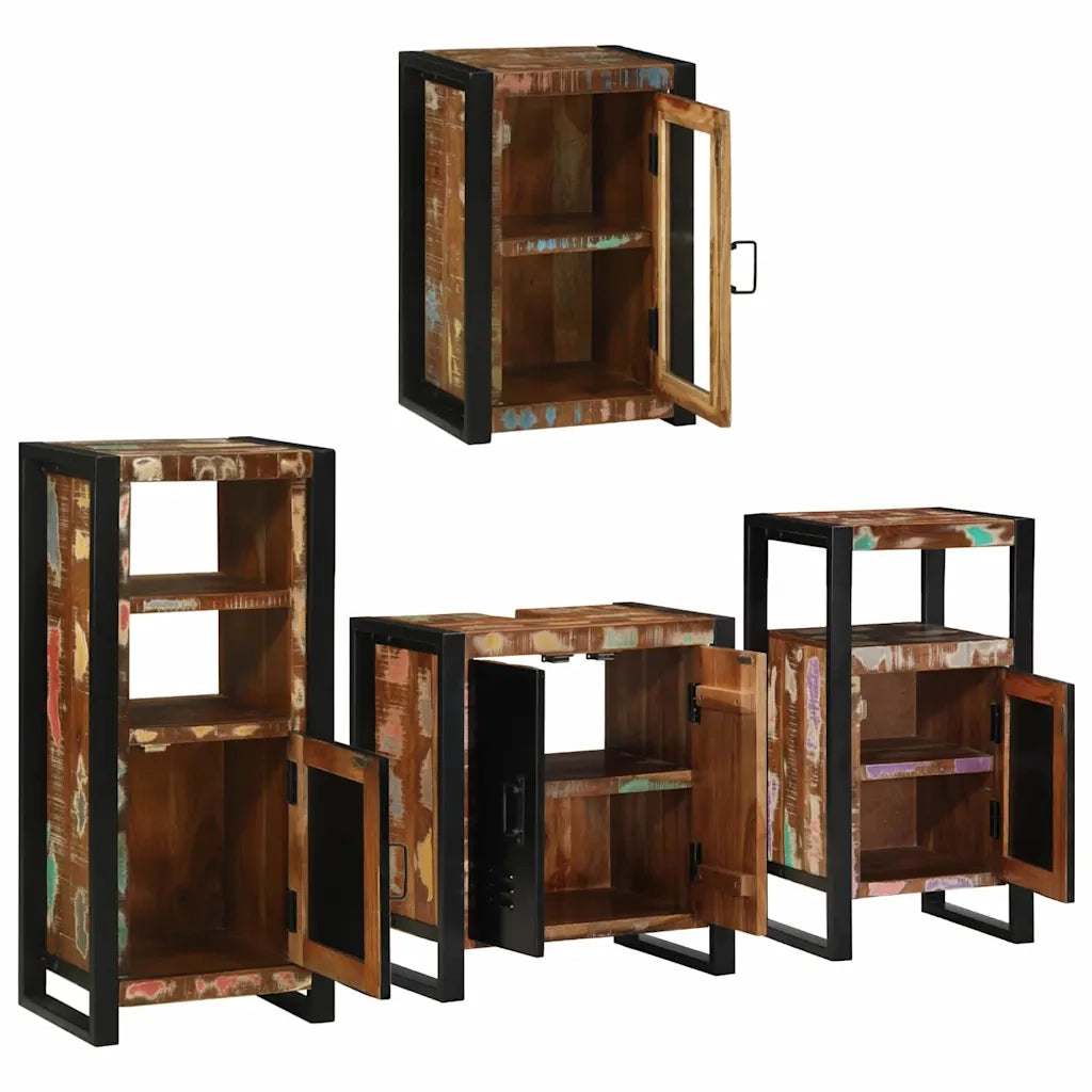 Set di mobili per il bagno 4 pcs Legno massello riciclato