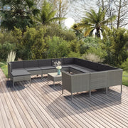 Set Divani da Giardino 13 pz con Cuscini in Polyrattan Grigio 3094530
