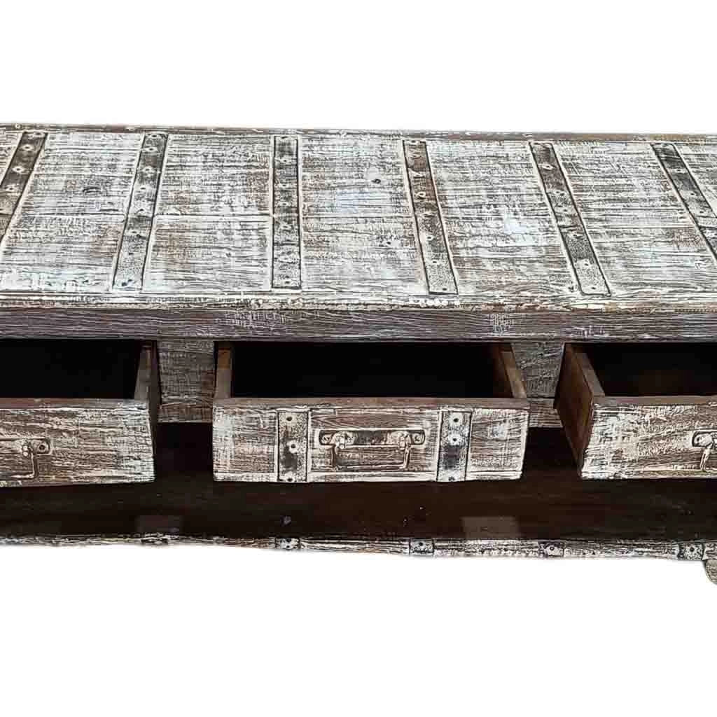 Mobile basso artigianale in legno 165-175x45x57h cm