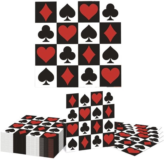 Serviette da Cocktail 40 pezzi - Tema Casinò - Serviette da un tempo - 33 x 33 cm - Decorazione da Poker per Feste - Carta di alta qualità - Serviette per Feste