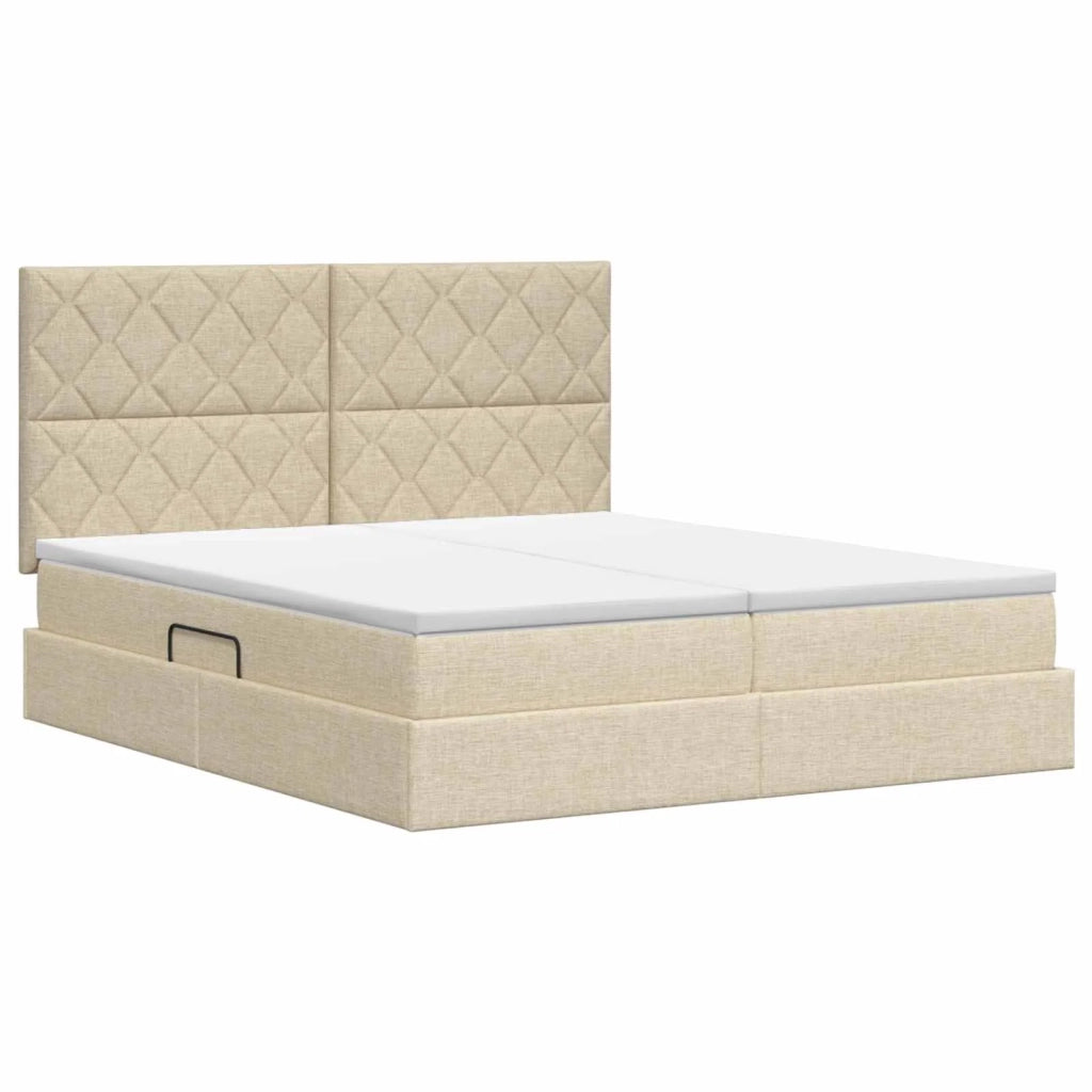 Letto con Contenitore con testiera Crema 180 x 200 cm Tessuto 3459805