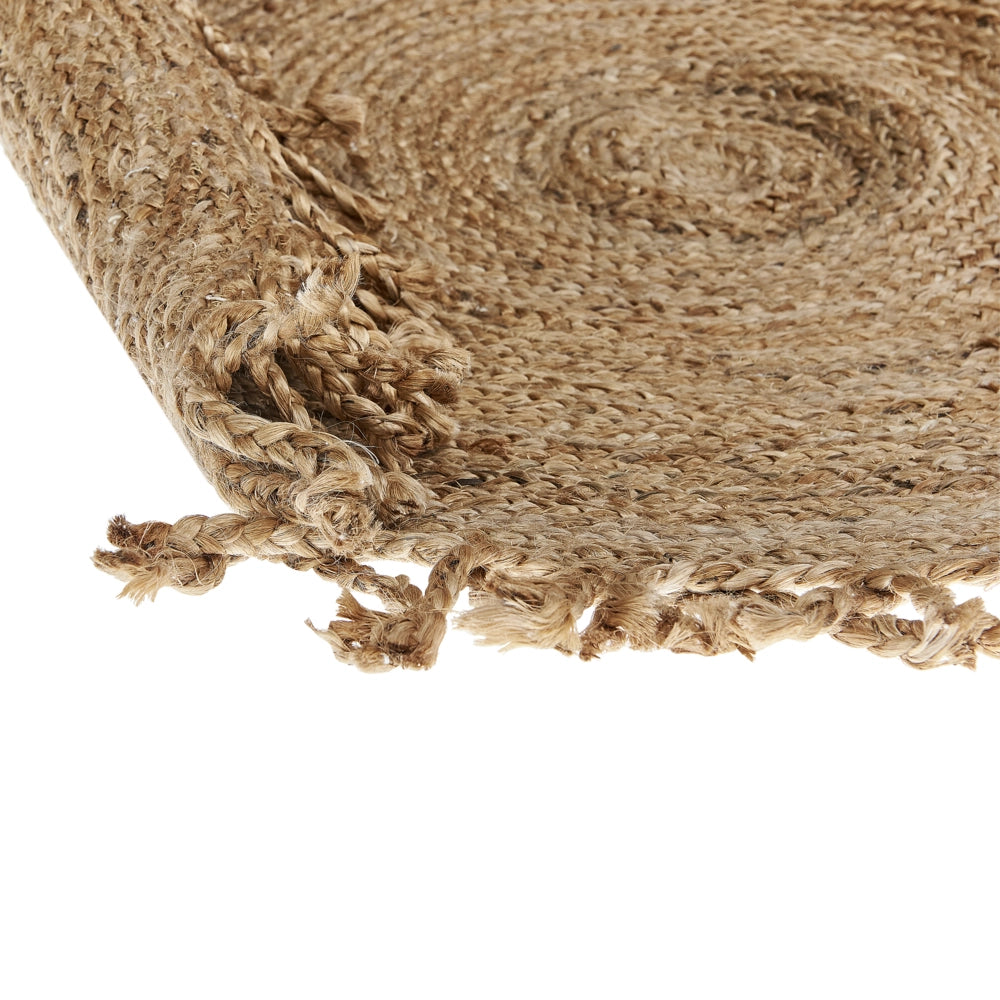 Tappeto beige rotondo 120 cm boho rustico iuta naturale decorativo soggiorno camera da letto sala da pranzo