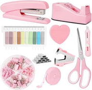 Set di accessori per scrivania 10 pezzi - Rosa - Set completo di accessori per scrivania