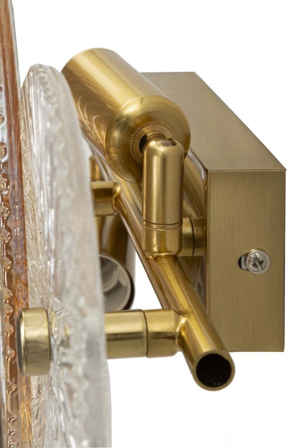 Lampada da Muro Osaka 42x8x20 cm in Ferro e Vetro Oro e Marrone e Trasparente