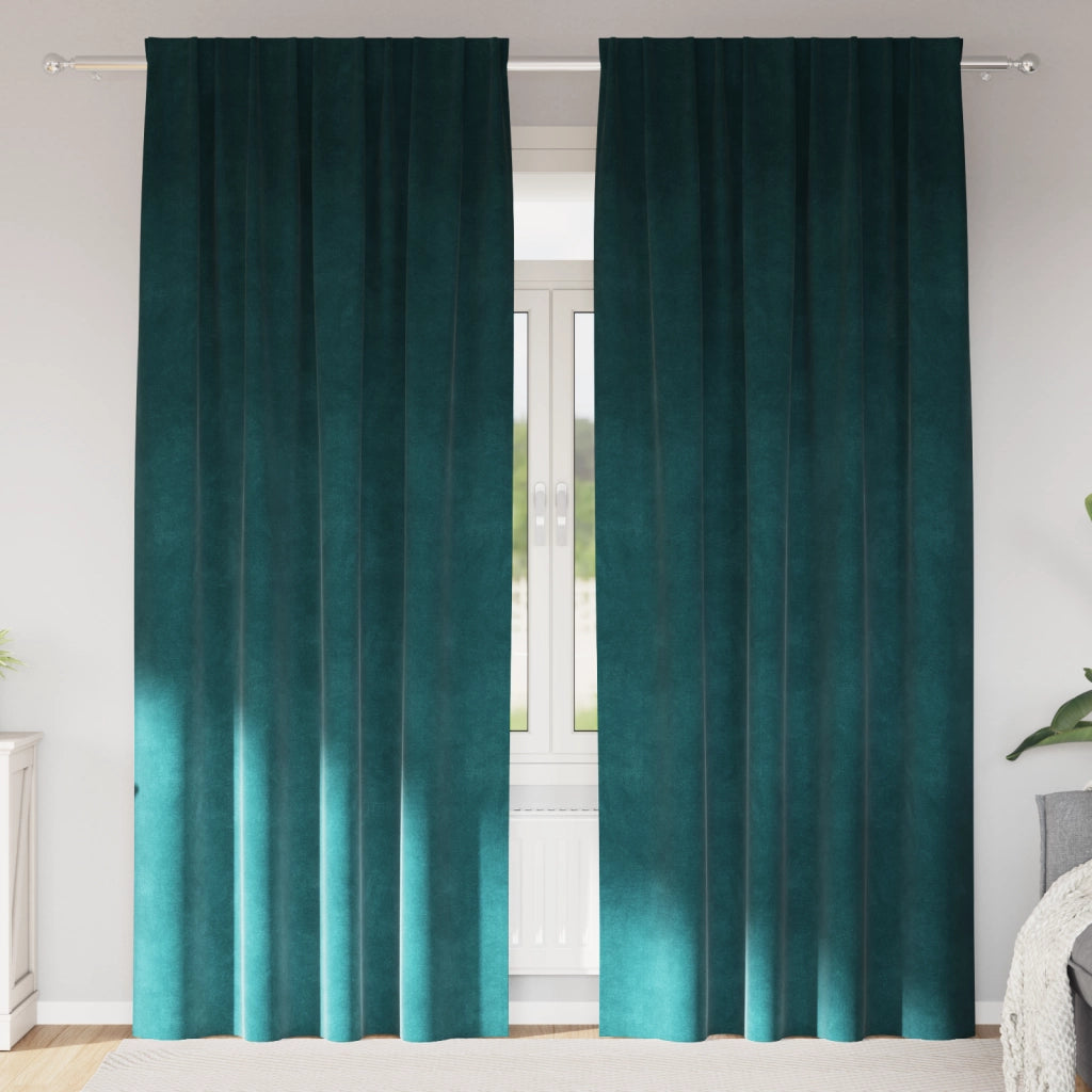 Tende oscuranti  con nastro superiore 2 pz Verde scuro in velluto