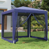 Tenda per Feste con 4 Pareti Laterali in Rete Blu 2,5x2,5m HDPE