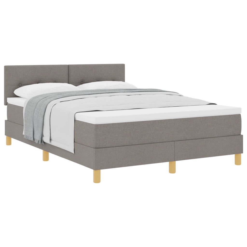 Letto con Rete a Molle e Materasso Tortora 140x190 cm Tessuto