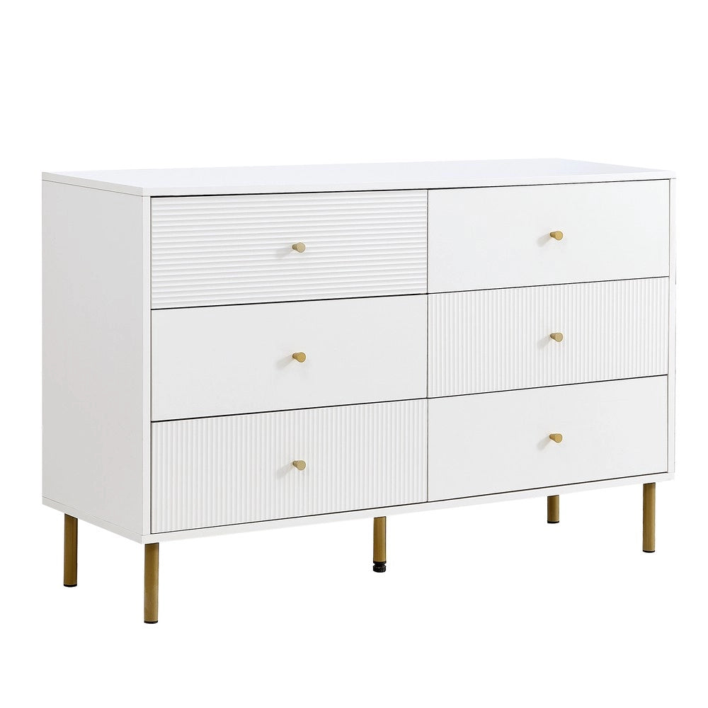 Cassettiera Moderna 6 Cassetti ¨C MINIMAL ¨C Bianca MDF Metallo 120x40x78