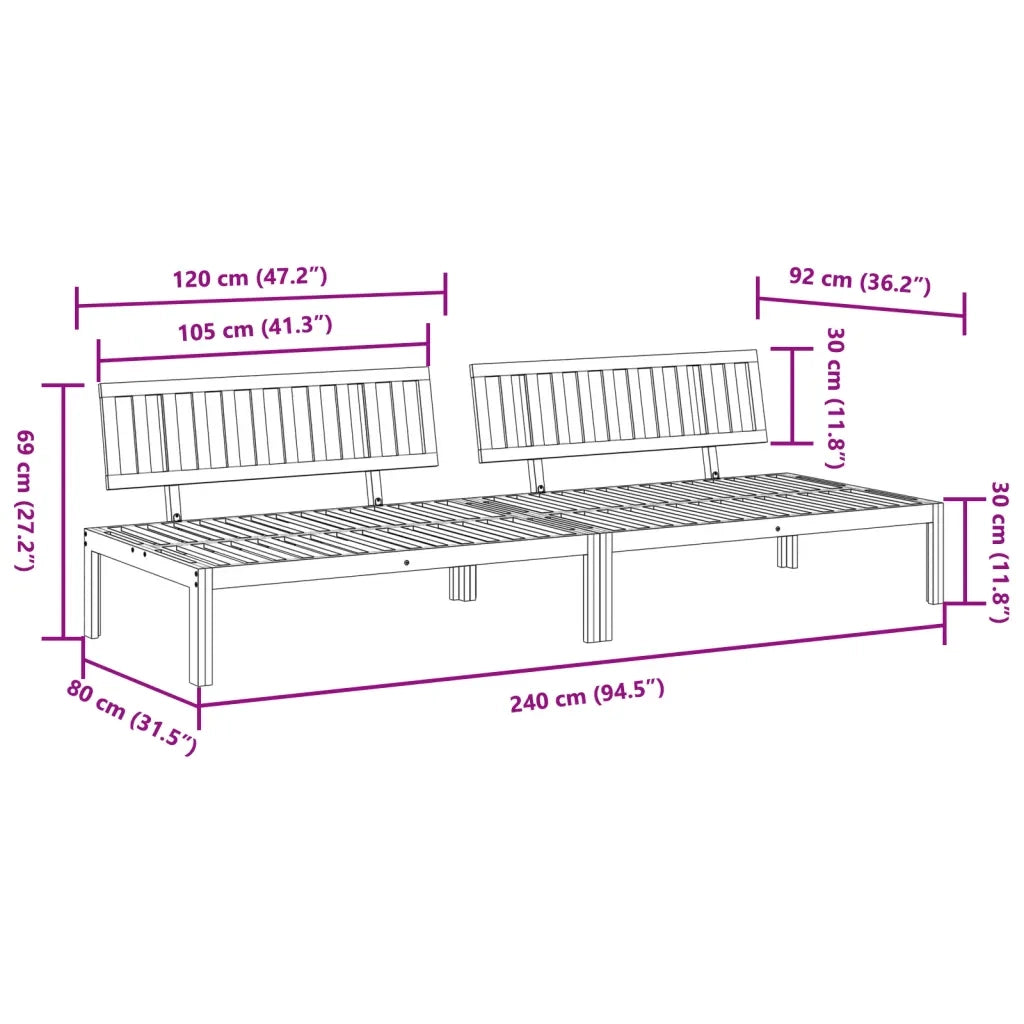 Divani Centrali da Giardino Pallet 2pz Legno Massello di Acacia 365852